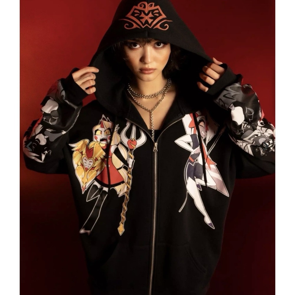 Hazbin Hotel Charlie & Vaggie‎ Full Zip Up Hoodie Oversized 2XL Hot Topic